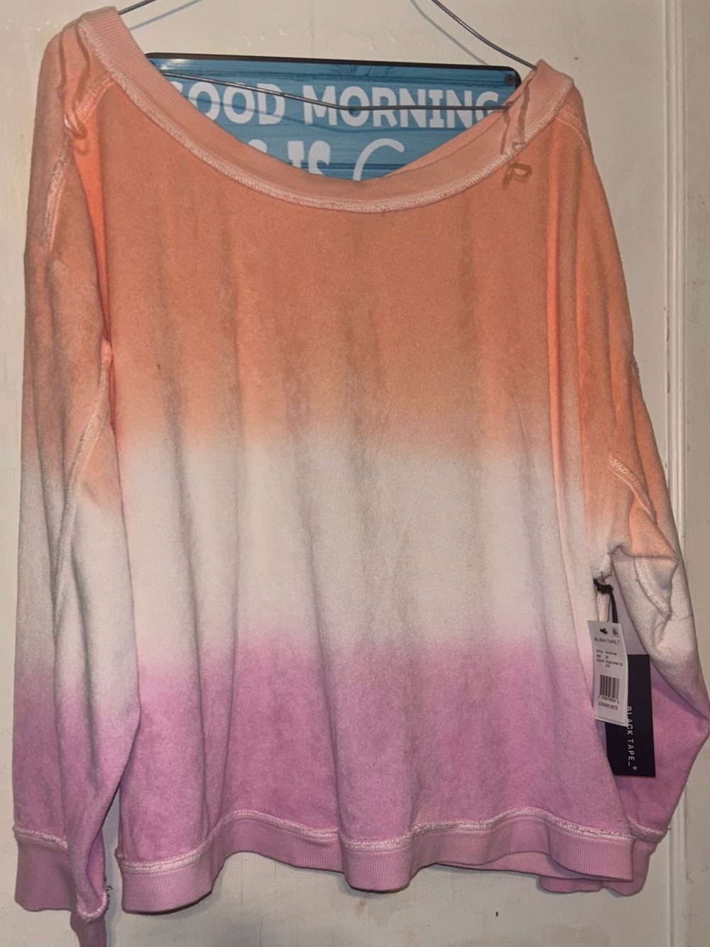 Black Label Ombre Long Sleeve Crewneck - Peach, White, Pink